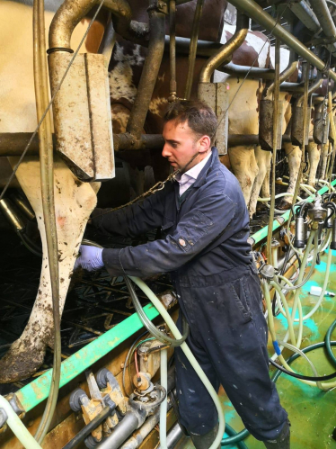 Luke working on a local farm